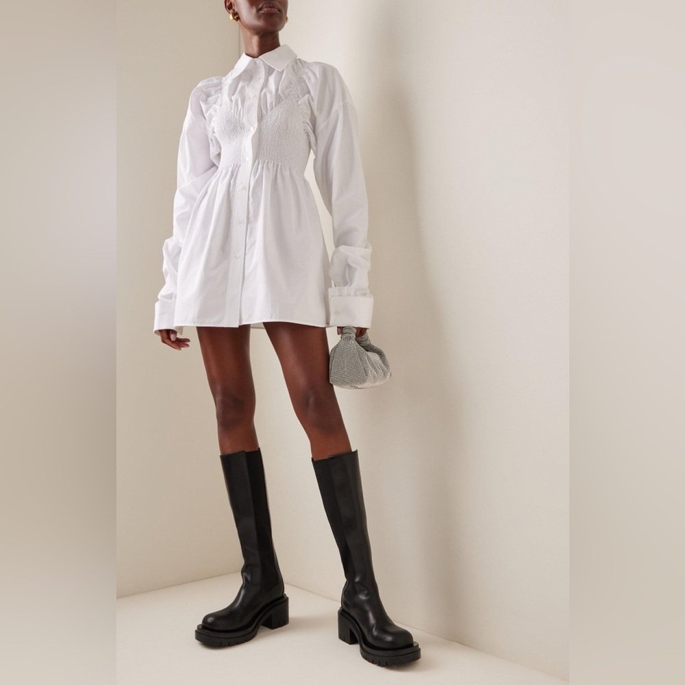 NWT Alexander Wang Long Sleeve Smocked Cami Oversize Poplin Cotton Shirt Dress S